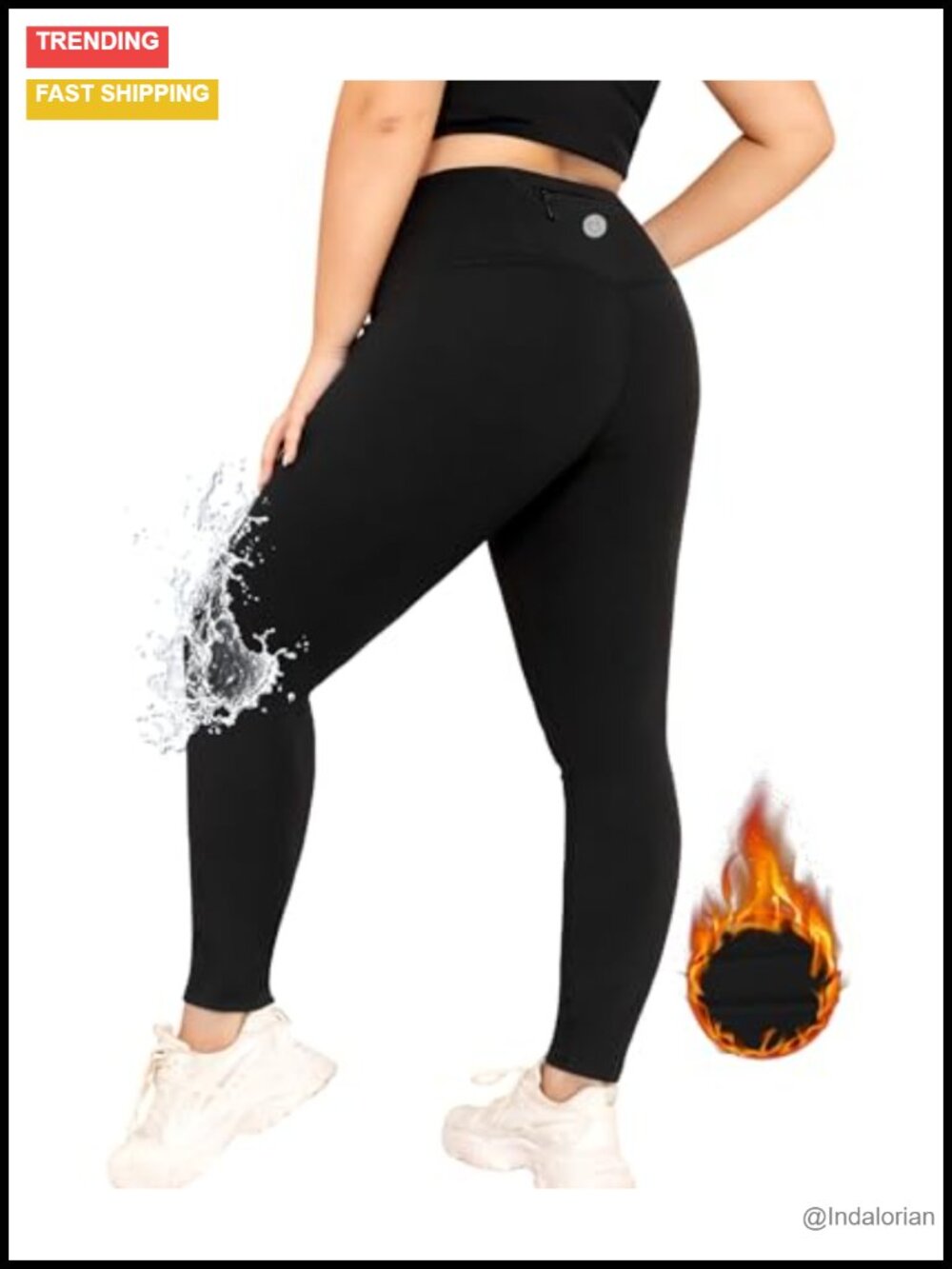 Plus Size Fleece Lined Leggings Water Resistant Thermal High Waisted Workout